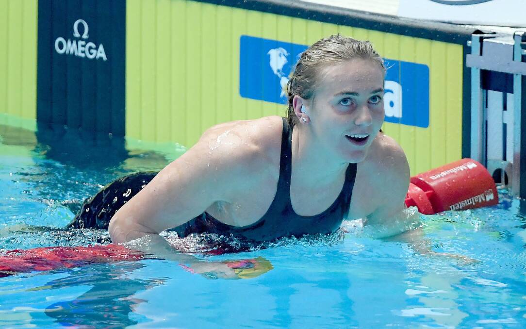 Golden grin: Ariarne Titmus wins the 400m freestyle at the World Swimming Championships in South Korea. Picture: Delly Carr/Swimming Australia.