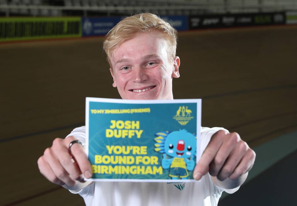 Ticket to ride: Josh Duffy with his Commonwealth Games call-up. Picture: Sarah Reed