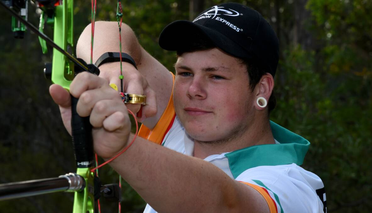BULLS EYE: Seventeen-year-old archer Matthew Everett has the potential to one day represent his country after a haul of six medals for the Tasmanian team at the national youth championships. Picture: Neil Richardson