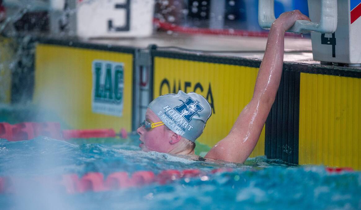 Making a splash: Stefanie McCarthy was in record-breaking form at the southern regional championships in Hobart.