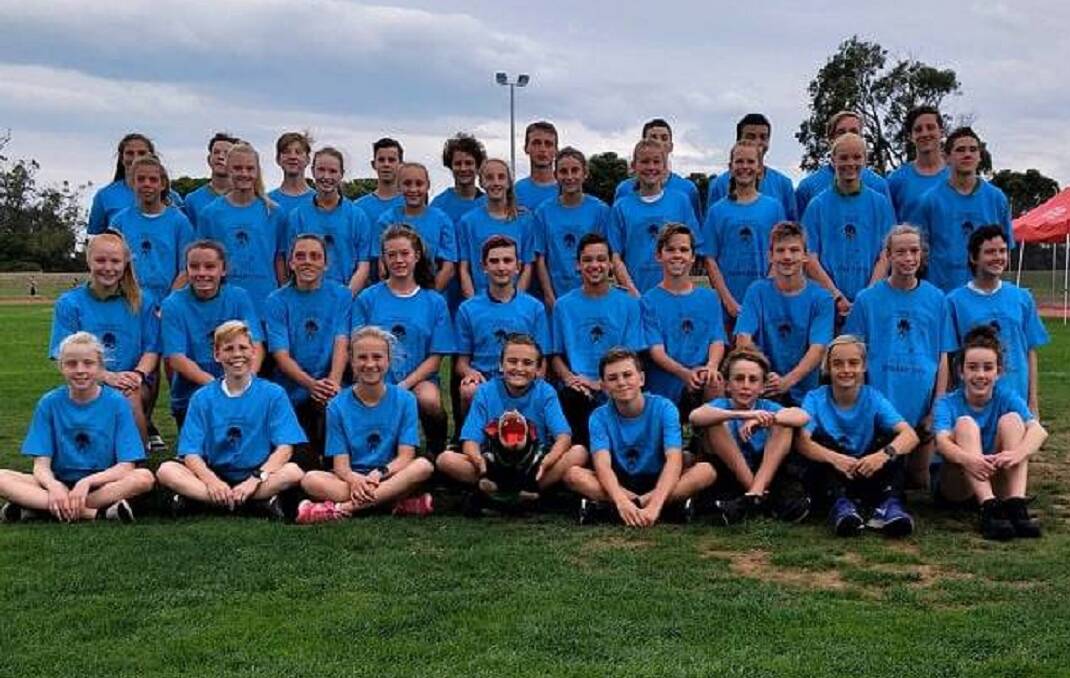 Blue skies: The Tasmanian little athletics team. Picture: Facebook