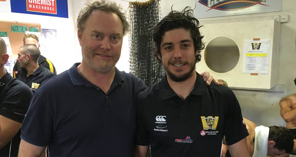 TASSIE LINK: Former Footscray and Fitzroy player and Werribee coach, Tasmanian Simon Atkins welcomes Ethan Petterwood to the Tigers fold on Saturday.