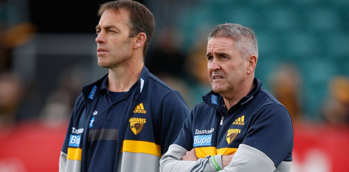 Brains trust: Hawthorn masterminds Alastair Clarkson and Chris Fagan. Picture: Getty Images
