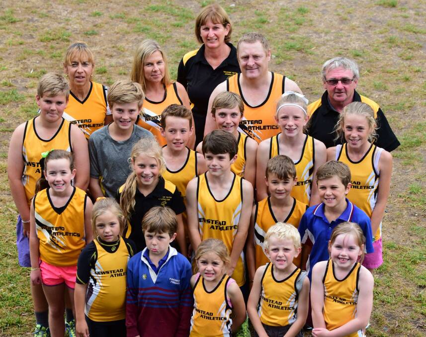 Striding out: Gary Armstrong (back right) with Newstead Athletics cross-country runners in 2015.