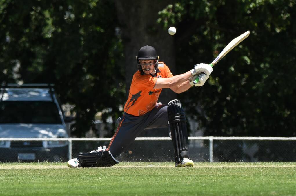 Captain's slog: Greater Northern Raiders skipper Miles Barnard leads by example on his way to 54 against South Hobart Sandy Bay at the NTCA Ground. Picture: Neil Richardson