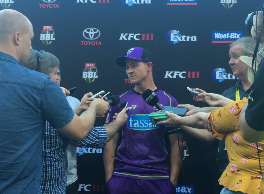 Question time: Hurricanes player D'Arcy Short shows how thrilled elite sportsmen are by all-in press conferences. Picture: Rob Shaw