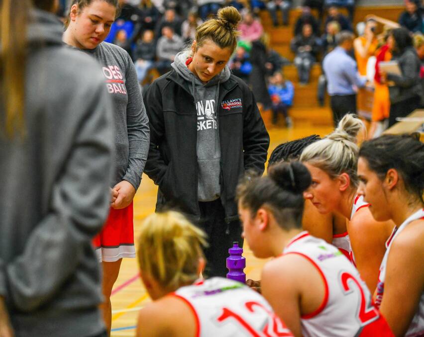 Support staff: Injured captain Lauren Mansfield watches on as the Tornadoes take on Melbourne Tigers last Saturday. Picture: Scott Gelston 