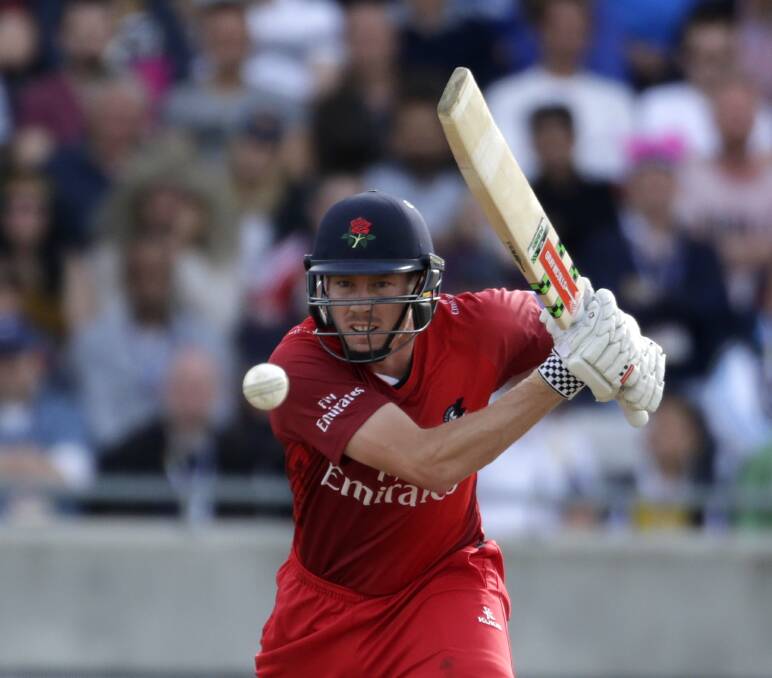 Red devil: James Faulkner scores runs for Lancashire during the T20 Blast semi-final against Hampshire at Edgbaston in 2015. Picture: Getty Images
