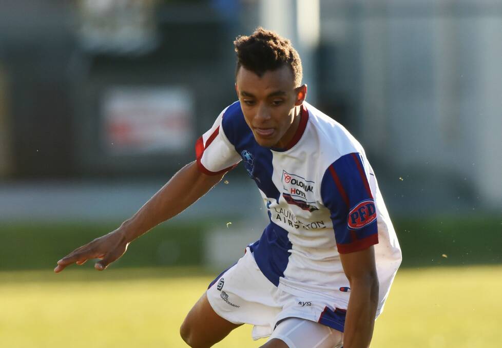 TOUCHING DOWN: Yitay Towns playing Victory League for Northern Rangers in 2015.