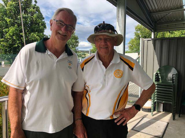 DOUBLE UP: Northern Tasmanian golf croquet doubles division A winners Graeme Price and John Colquhoun.