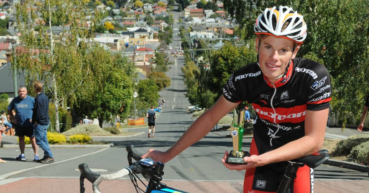 Top of the hill: Harrison Musgrave won A-grade in the Northern Districts annual P.E.Green road race at Cressy.