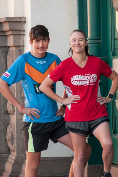 Running on time: Josh and Natalie Slocombe, of Riverside, getting ready to run the Lilydale Lope. Picture: Phillip Biggs