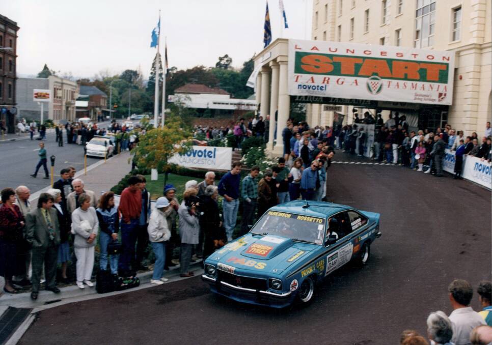 HAPPY DAYS: The official start of the first Targa Tasmania in 1992.