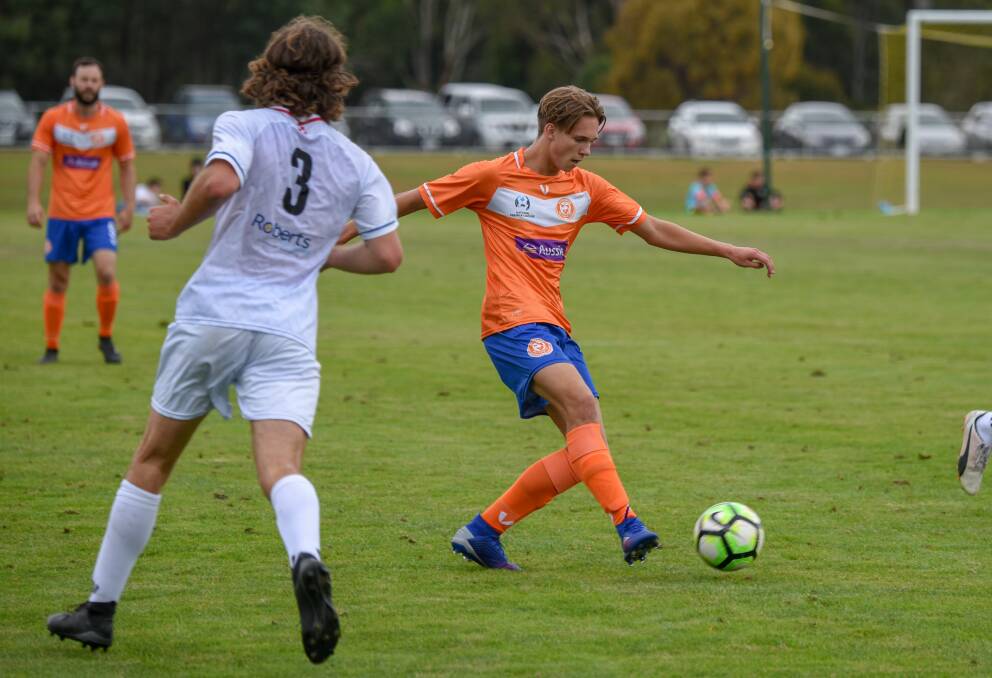 Jasper King in action for Riverside Olympic against Glenorchy. Picture: Paul Scambler