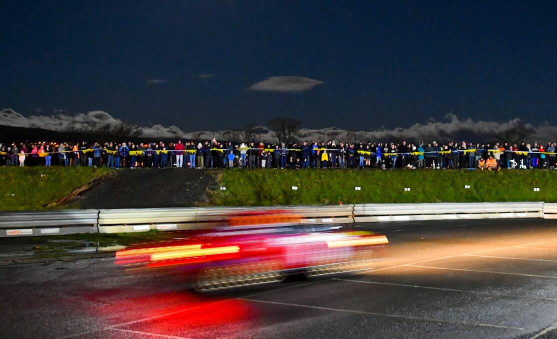 Blurred vision: Crowds pack Inveresk for last year's opening stage of Rally Tasmania. Picture: Scott Gelston