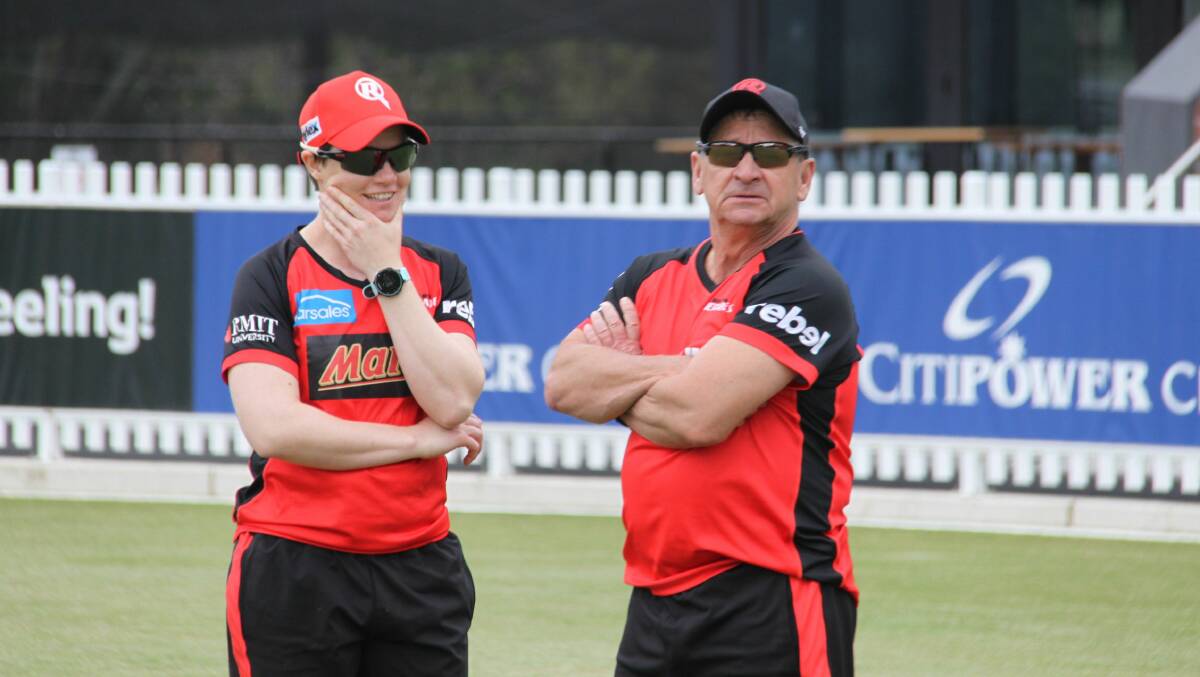 Red army: Head coach Tim Coyle with Melbourne Renegades captain Jess Duffin in 2019.