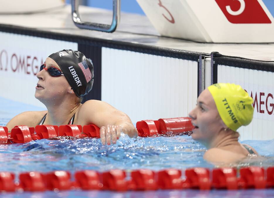 RIVAL PURSUITS: Tasmania's Ariarne Titmus and American superstar Katie Ledecky have enjoyed four freestyle showdowns in Tokyo. Picture: AP