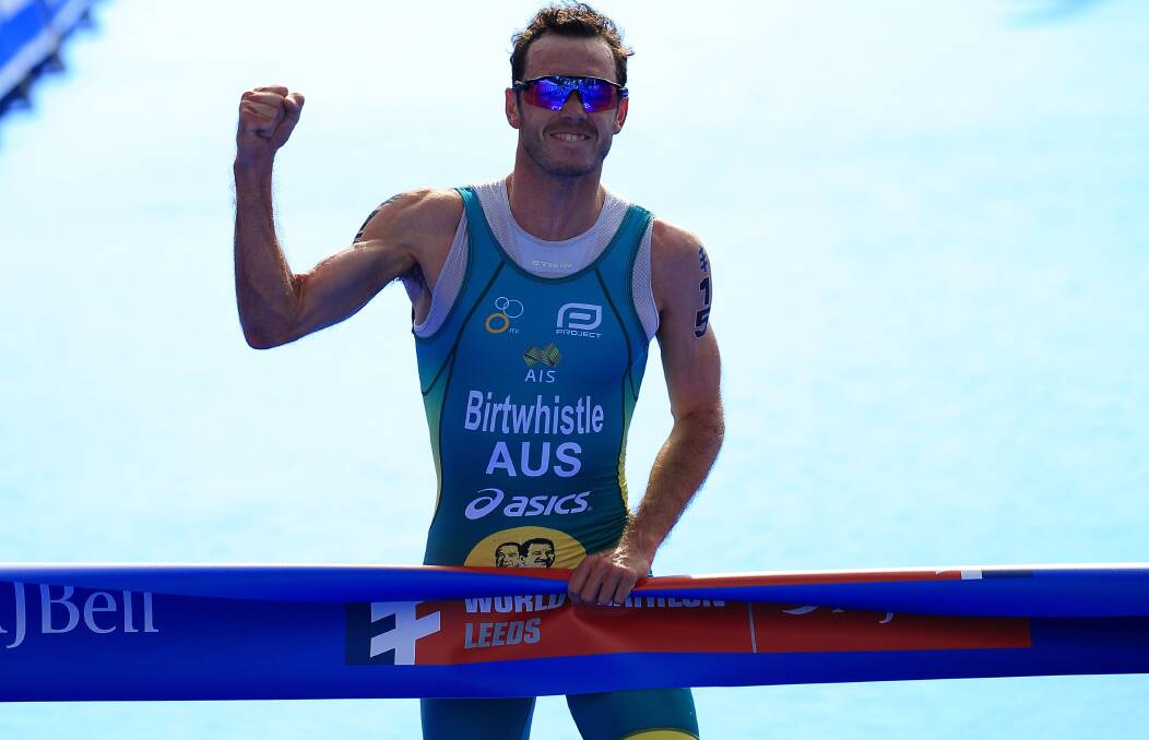 Tasmanian triathlete Jake Birtwhistle wins in Leeds. Picture: Triathlon Australia