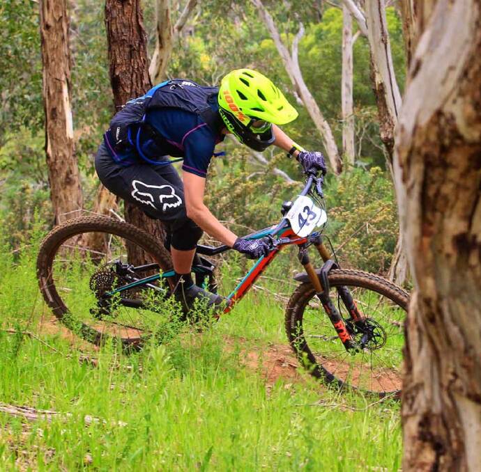 Downhill all the way: Rowena Fry en route to victory at the gravity enduro Australian championships in Adelaide. Picture: Matt Holmes.