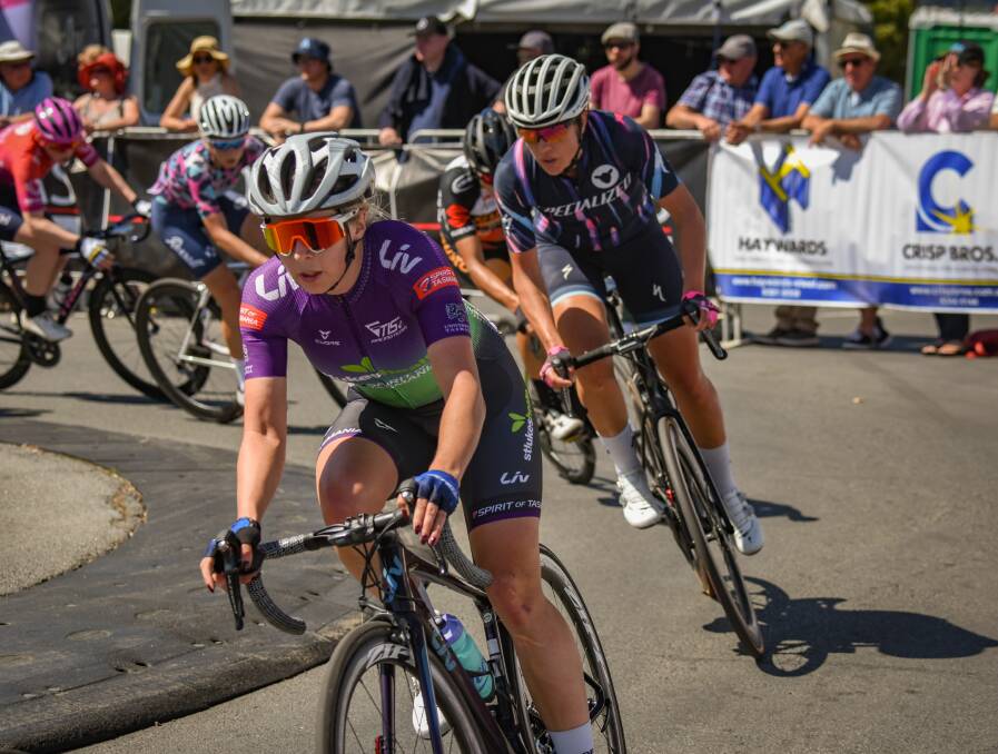Frain train: Nicole Frain (TIS Racing) setting the pace in the Stan Siejka Launceston Cycling Classic earlier this month. Picture: Paul Scambler. 