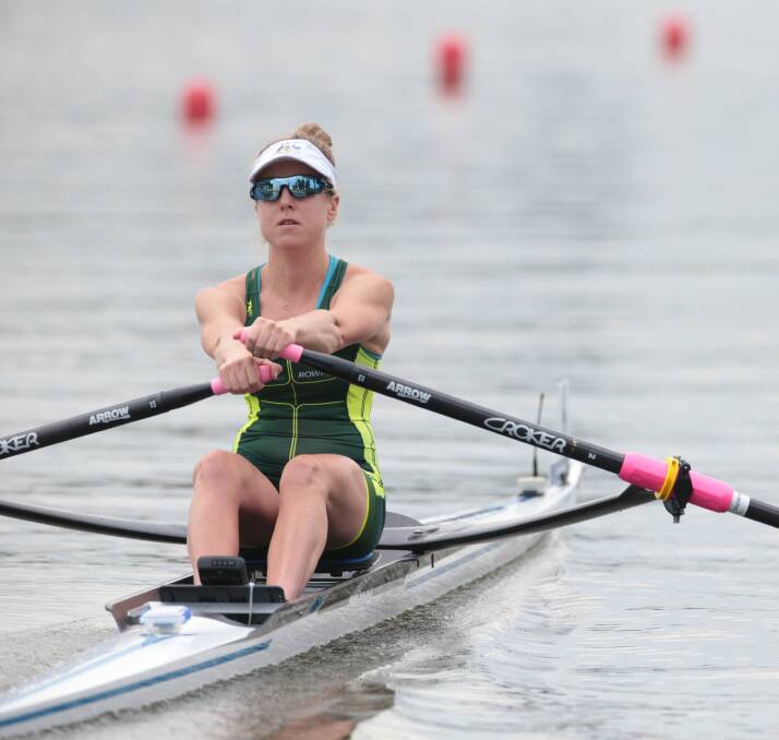 Single minded: Nesbitt competing in the lightweight women's single sculls.