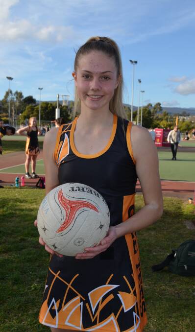 Scoring goals: Hannah Crawford was selected as the Tasmanian players' player at the School Sports Australia Netball Championships in Queensland. Picture: Wendy Shaw