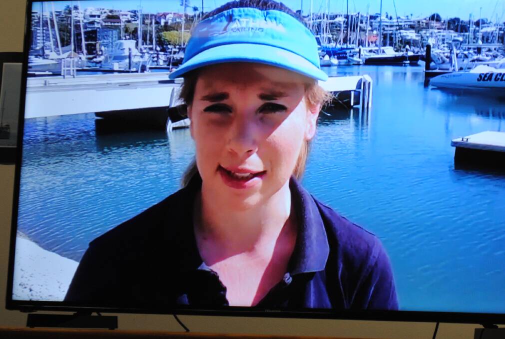 Proud: Jo Breen addressing the presentation night by video from Brisbane before competing in the Brisbane to Keppell Island Yacht Race.
