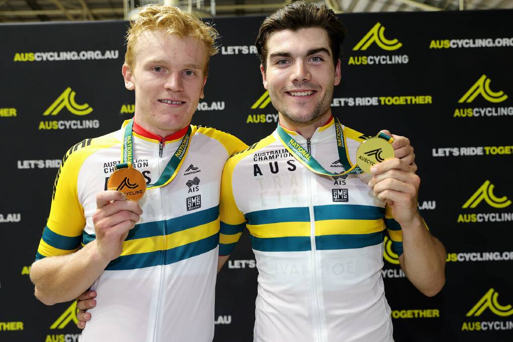 Gold: Josh Duffy and Conor Leahy with medals. Picture: Con Chronis