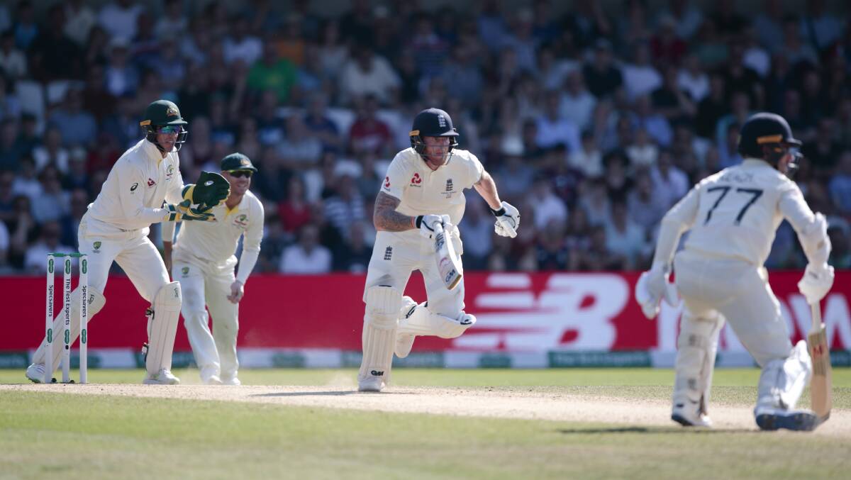 Run for home: England's Ben Stokes masterminds the run-chase on the fourth day of the Third Ashes Test against Australia at Headingley. Picture: AP 