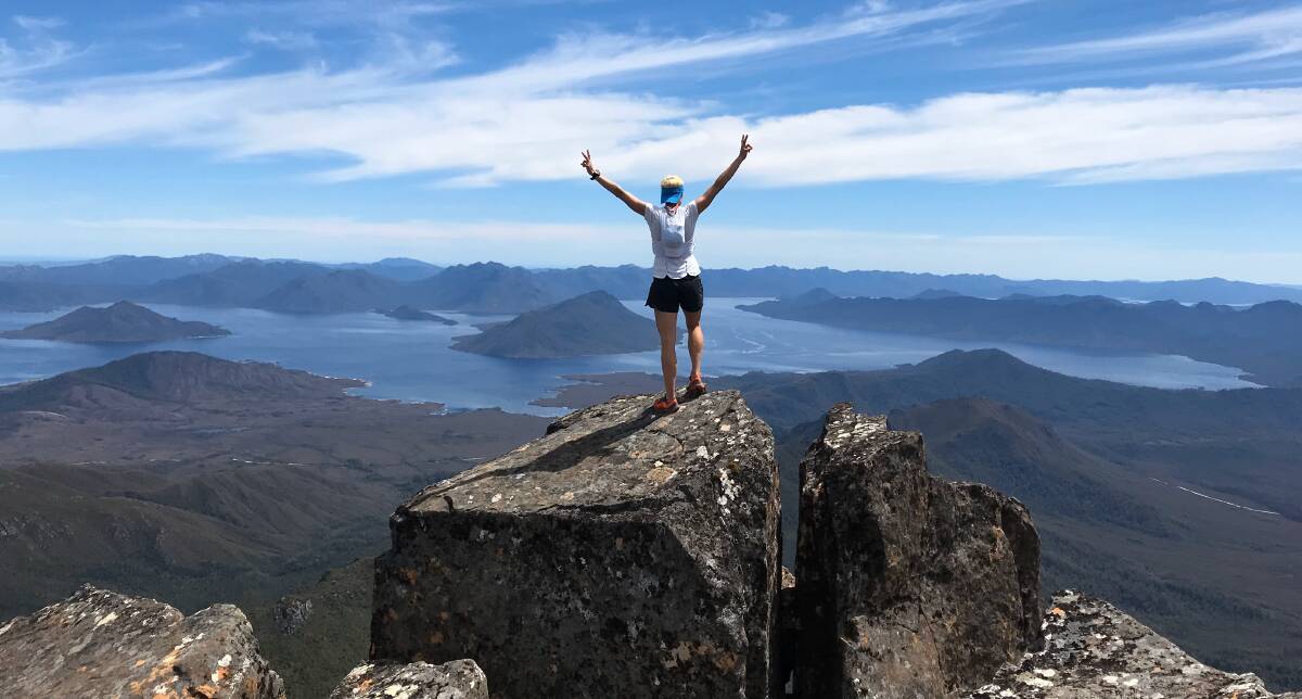 Hanny Allston atop Mount Anne in southern Tasmania.