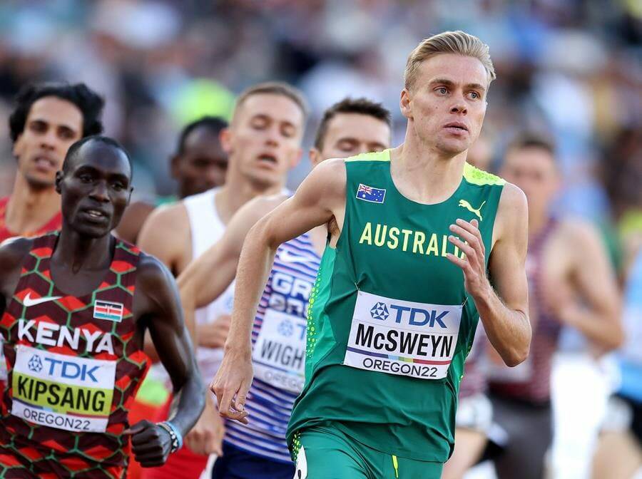RUNNING HOT: Stewart McSweyn in action in Oregon. Picture: Athletics Australia