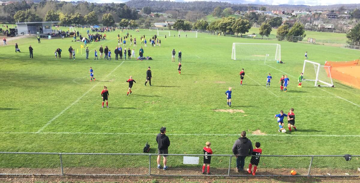 On side: The grounds of Churchill Park played host to 1200 soccer players over the weekend. Picture: Rob Shaw