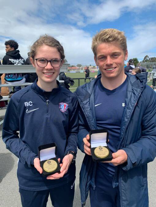 ON THE RISE: Tasmanian rising stars Bridie Cooling and Kasper Hallam. Picture: South Hobart FC