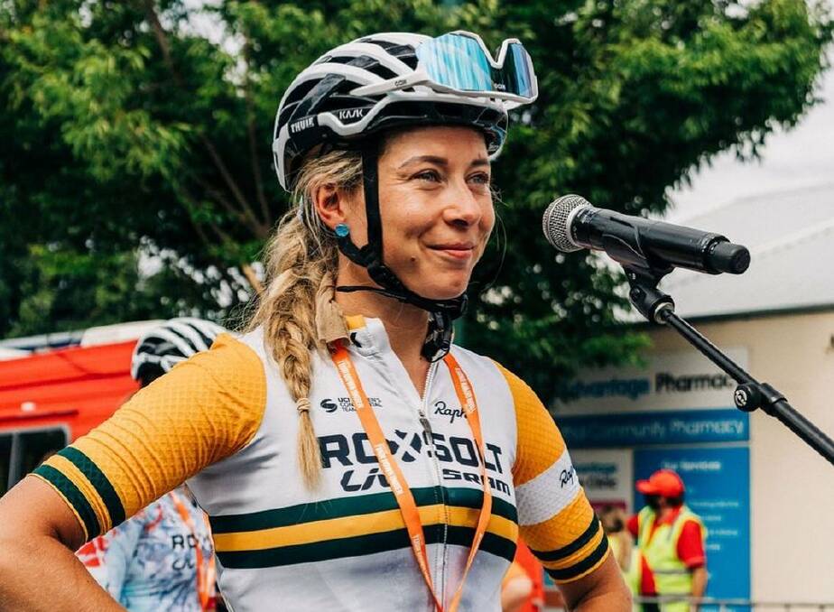 MIKED UP: Nicole Frain addressing crowds in Europe. Picture: Instagram