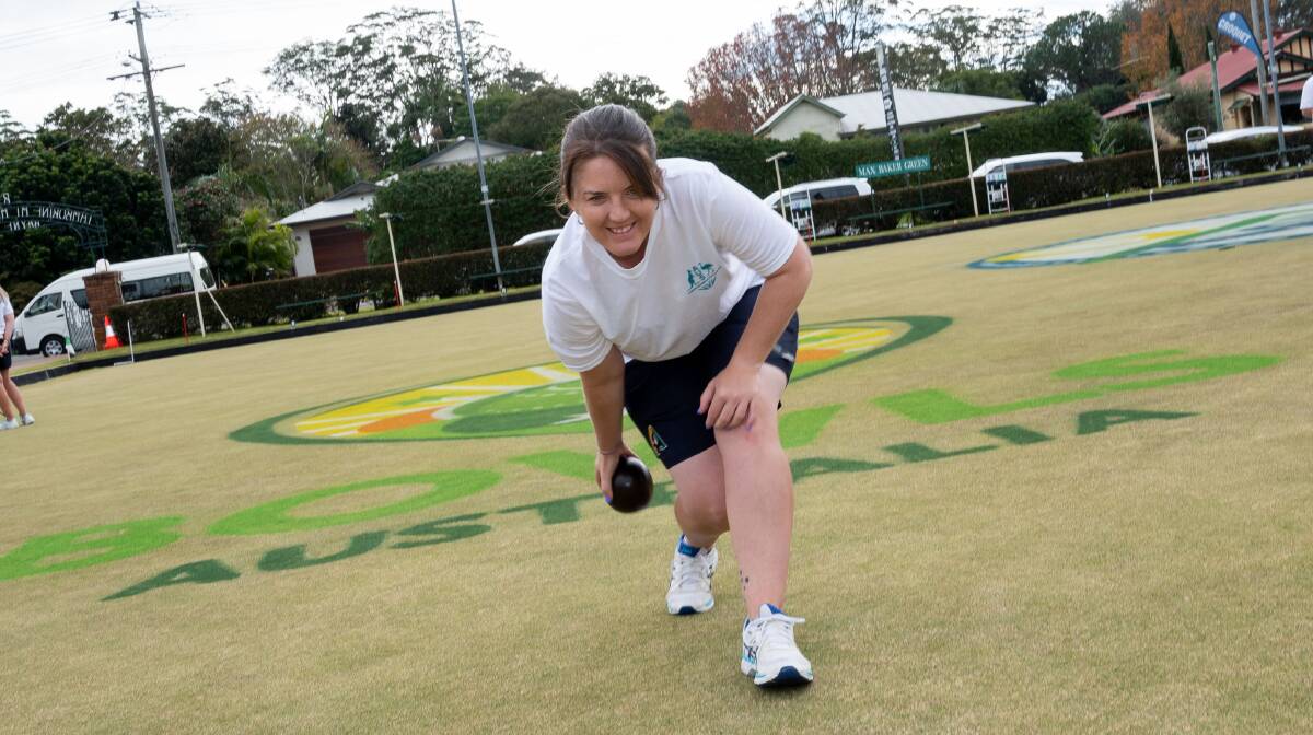 Green light: Rebecca Van Asch at a photoshoot when the Australian lawn bowls team was announced. Pictures: Commonwealth Games Australia