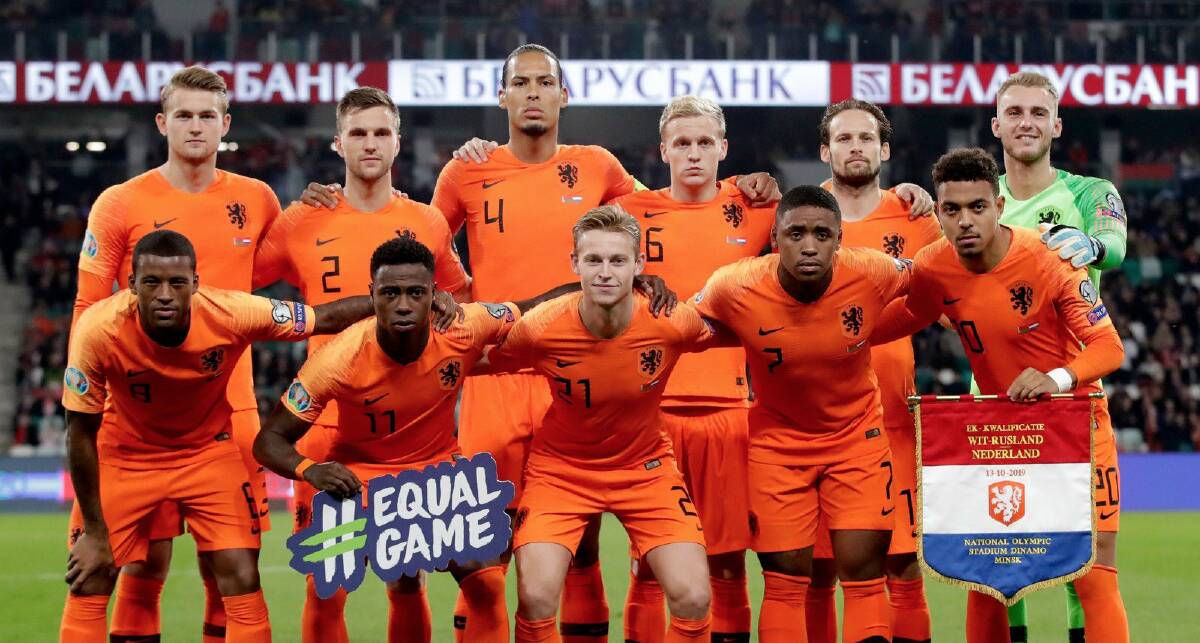 Orange zest: Dutch players show their willingness to support UEFA's #EqualGame initiative. Picture: Twitter