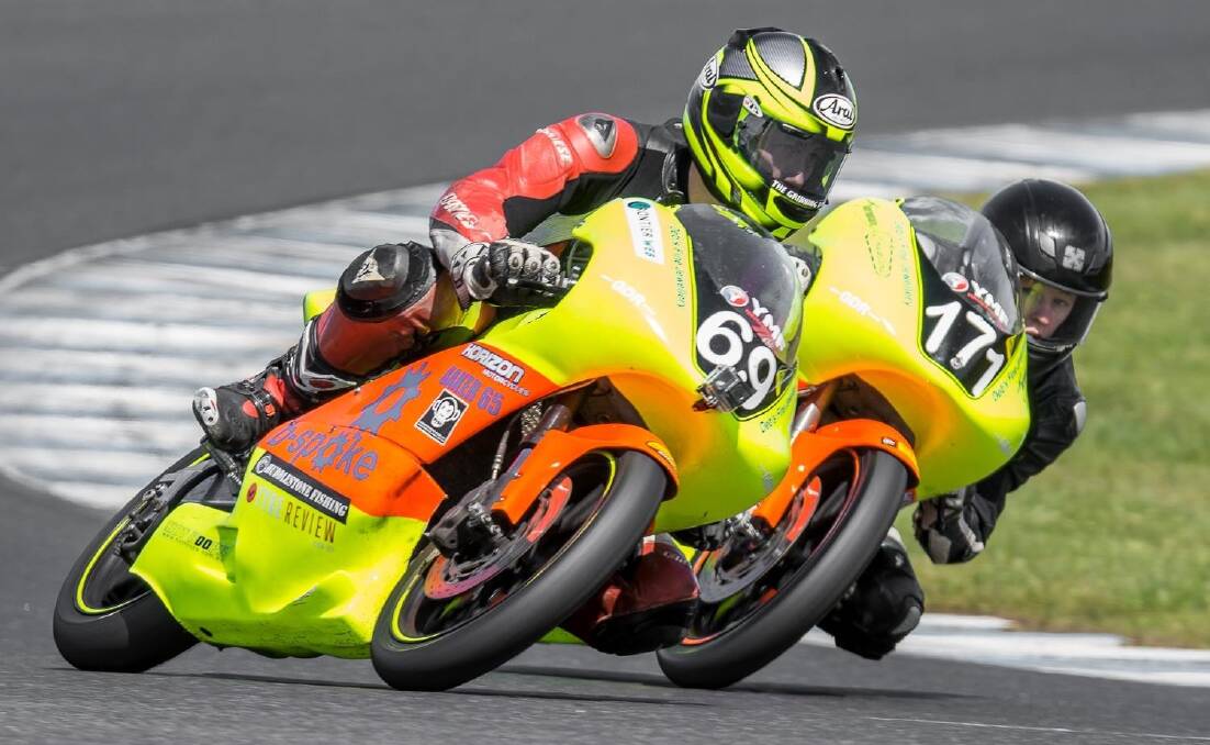 Dominance: B-Spoke team members Taran Ocean and Scott Topping finished first and second respectively in the Australian 125GP championship. Picture: Col Roper. 