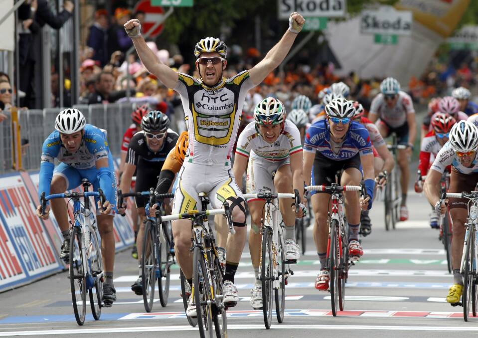 LEFT: Goss in his heyday winning the ninth stage of the 2010 Giro d'Italia. Picture: AFP 