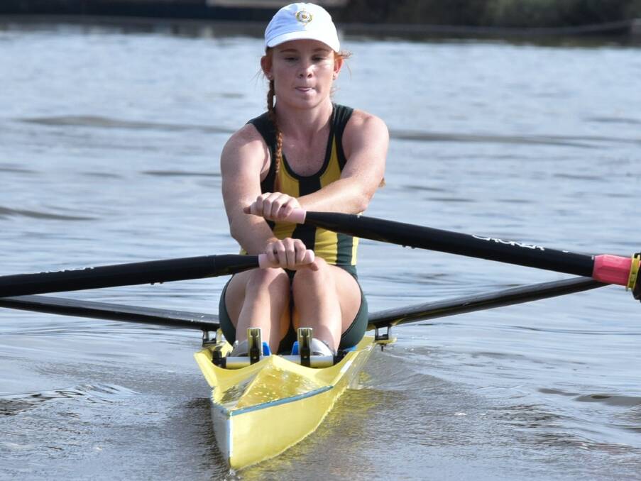 Home grown: Lilly Slater, of St Patrick's College, at the Launceston and Henley Regatta on the Tamar last week. Pictures: Neil Richardson