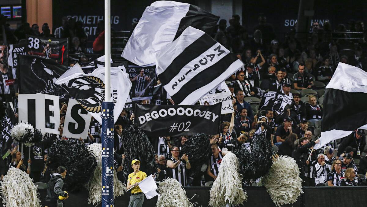 Gagged Magpie: Collingwood's highest profile fan has taken a vow of silence in protest. Picture: Paul Rovere