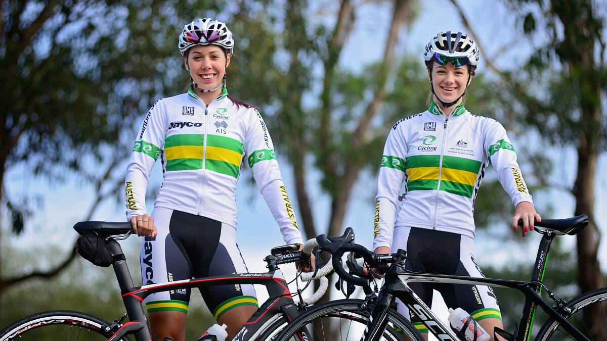 Tasmanian and Australian teammates Georgia Baker and Amy Cure.