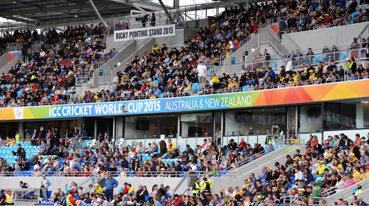 On top of the world: Tasmania's involvement in the last successful global sporting bid by Australia and New Zealand with Bellerive Oval hosting the 2015 Cricket World Cup. Pictures: Scott Gelston