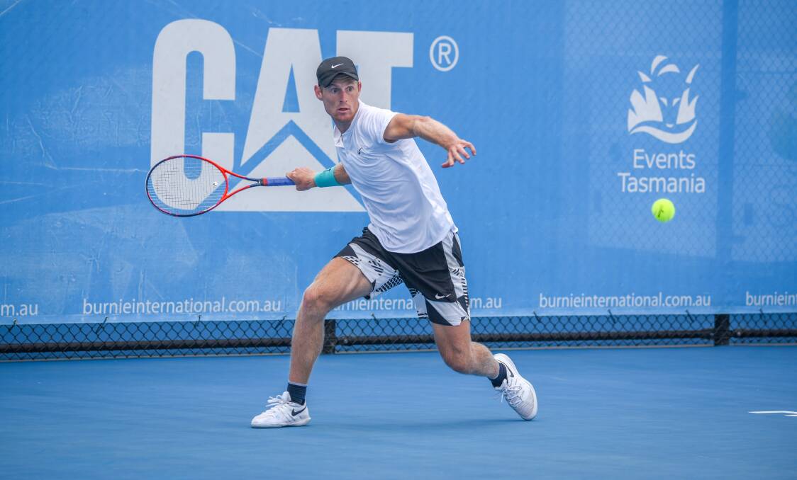 Eye on the ball: Australia's two-time junior Grand Slam winner Luke Saville competing at the Burnie International this week. Picture: Paul Scambler