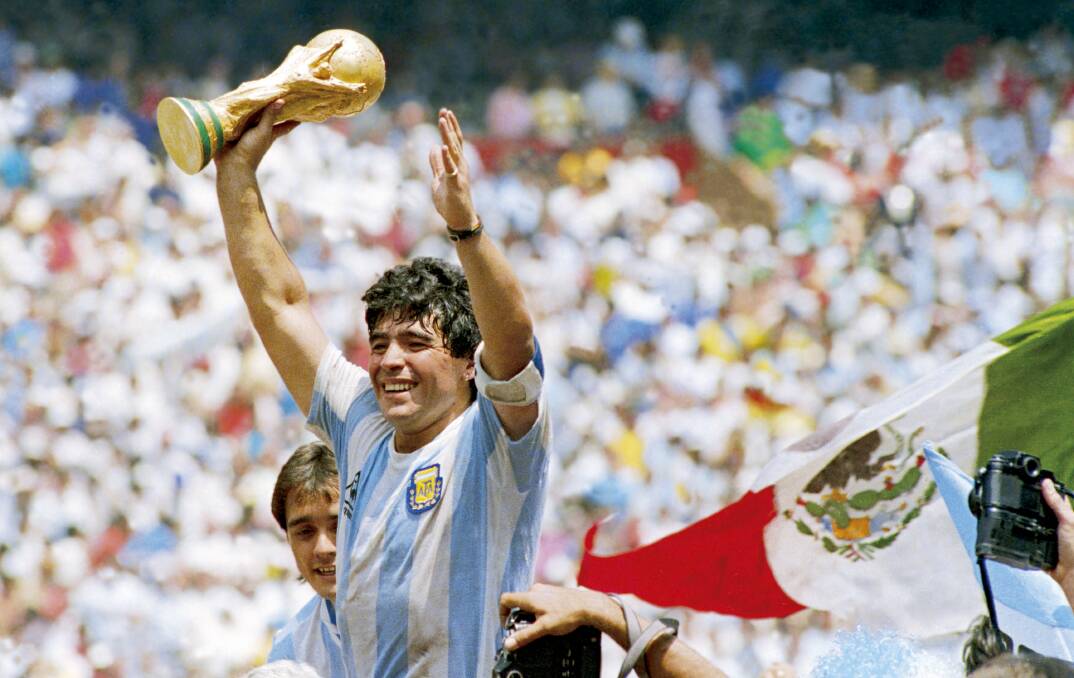 Argentinian soccer great Diego Maradona winning the 1986 World Cup. Picture: Getty Images