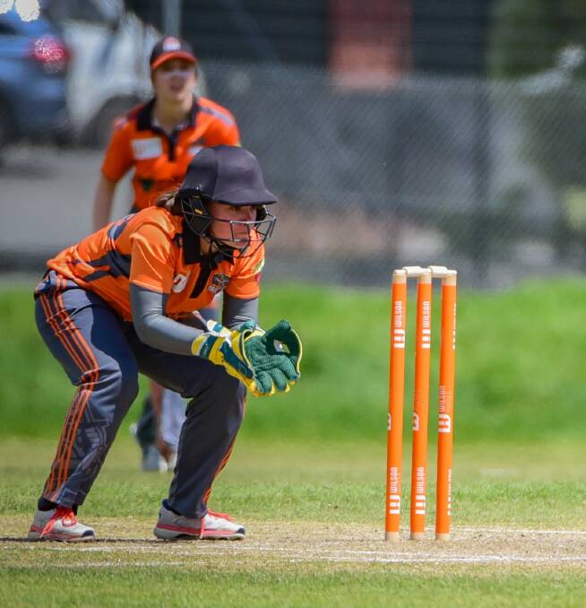 GLOVE AFFAIR: Emma Manix-Geeves had another busy day at the crease and behind the stumps.