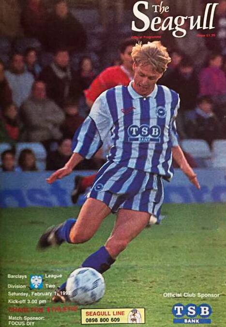 Clarkson fronting the Brighton and Hove Albion match programme in 1992.