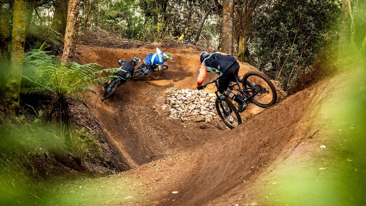 Bank accounts: Riders get to grips with the trails at Blue Derby. Picture: Sven Martin, Enduro World Series