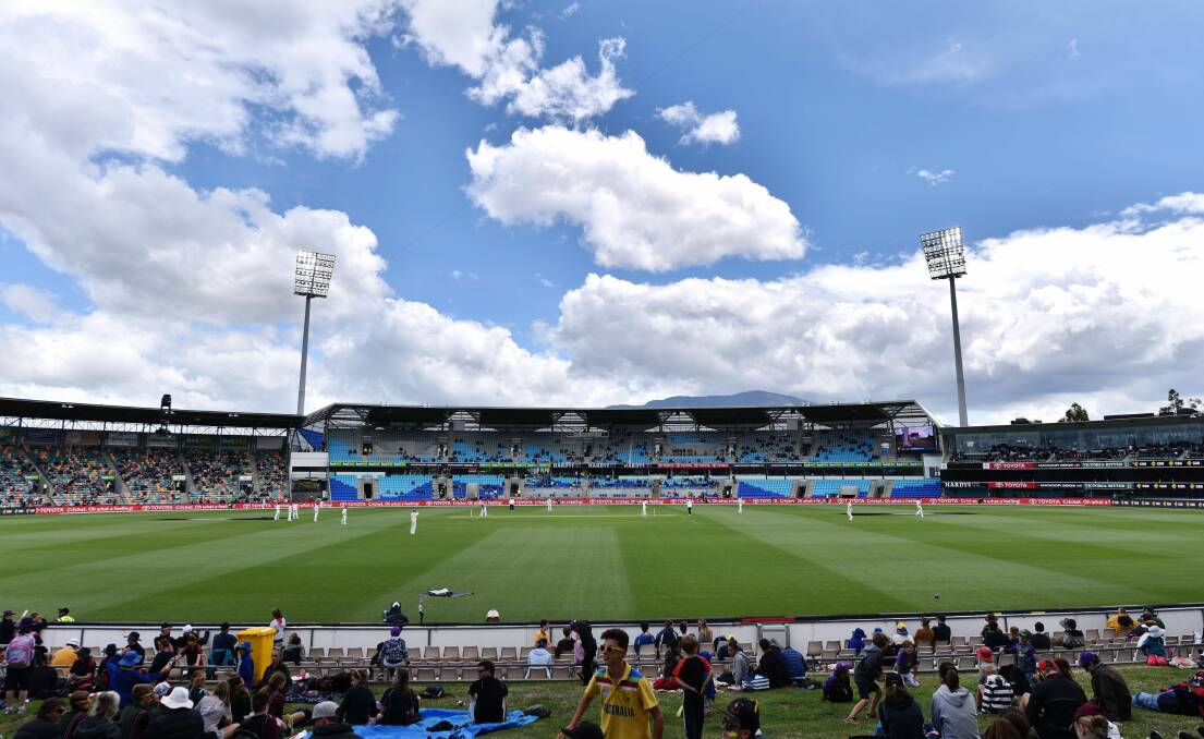 Cloudy outlook: Bellerive Oval hosting a Test match against the West Indies in 2015. Picture: Scott Gelston