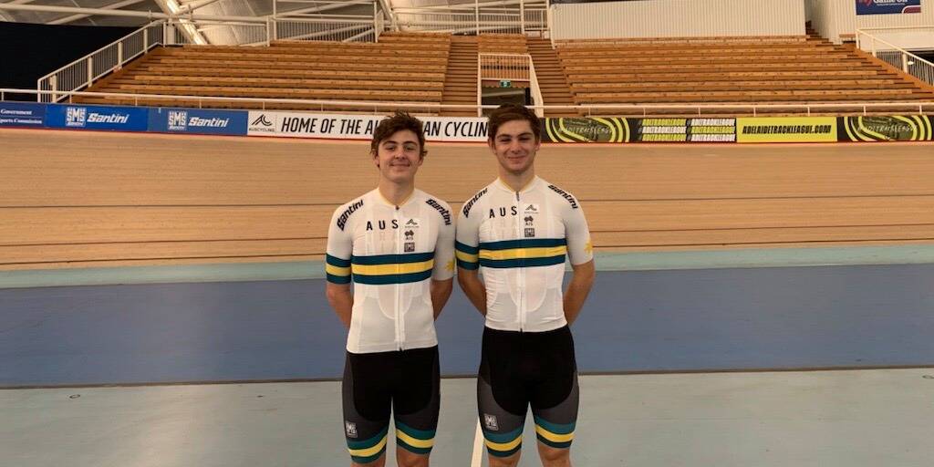 ON TRACK: Tasmanians Hamish McKenzie and Dalton Stretton at the national under-19 track camp in Adelaide in April.