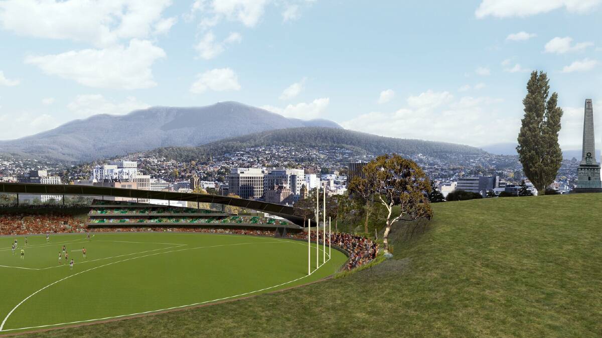 An artist's impression of what a Macquarie Point stadium could look like. Concept design: Don Gallagher